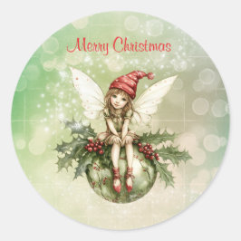かわいいクリスマスの妖精オンオーナメント ラウンドシール