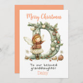 かわいいクリスマスの妖精パーソナライズされたの孫 シーズンカード (正面/裏面)