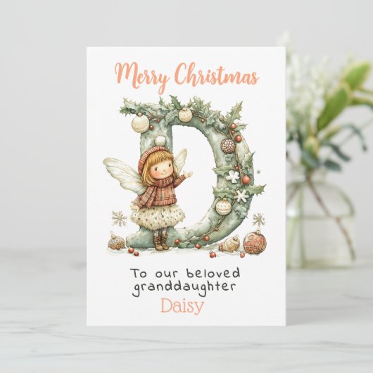 かわいいクリスマスの妖精パーソナライズされたの孫 シーズンカード (スタンド正面)