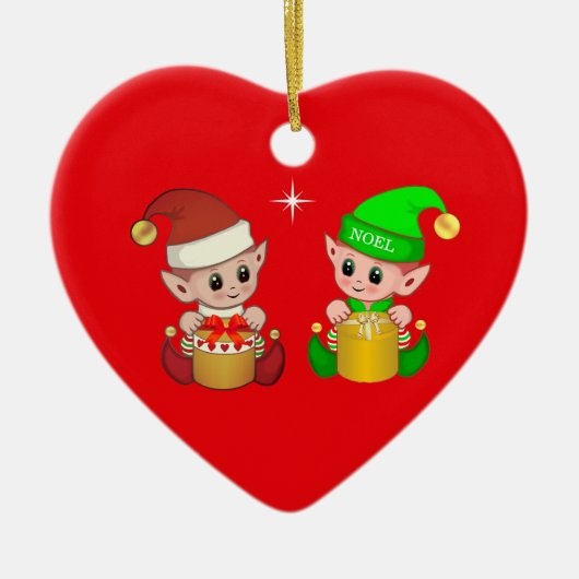 かわいいクリスマスの妖精 セラミックオーナメント (正面)