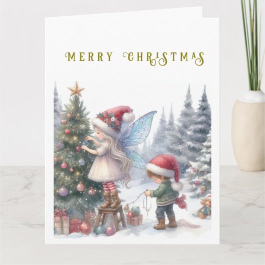 かわいいクリスマスの妖精 ホリデー ポストカード (正面)