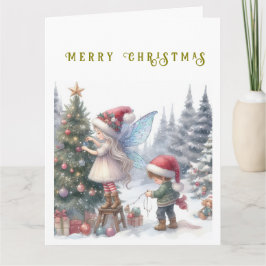 かわいいクリスマスの妖精 ホリデー ポストカード