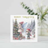 かわいいクリスマスの妖精 ホリデー ポストカード (スタンド正面)