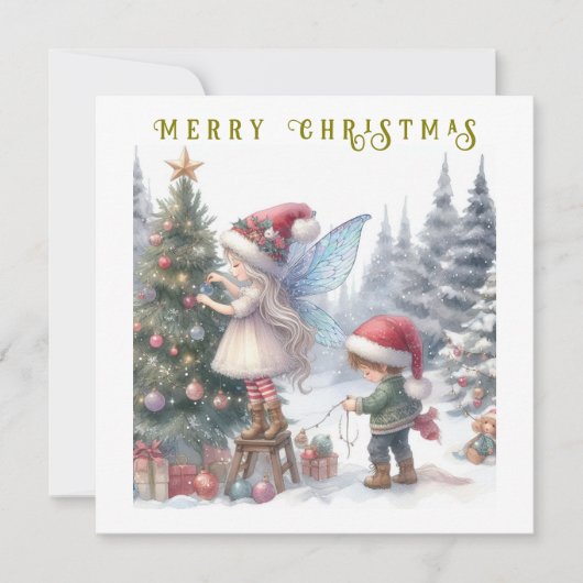 かわいいクリスマスの妖精 ホリデー ポストカード (正面)