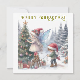 かわいいクリスマスの妖精 ホリデー ポストカード