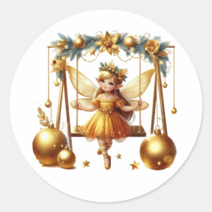 かわいいクリスマスの妖精 ラウンドシール
