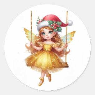 かわいいクリスマスの妖精 ラウンドシール