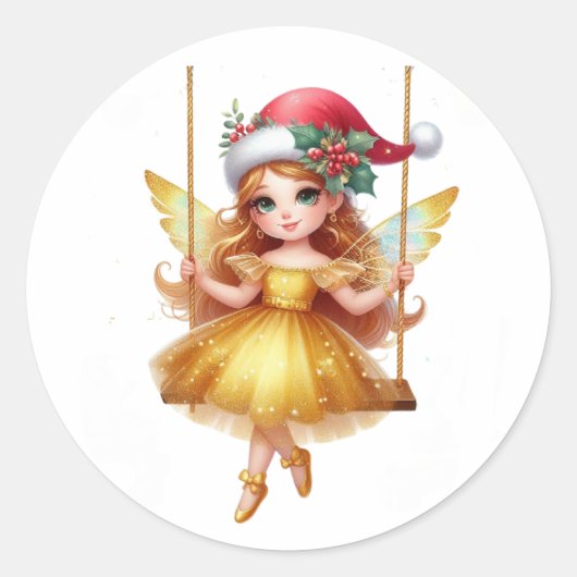 かわいいクリスマスの妖精 ラウンドシール (正面)
