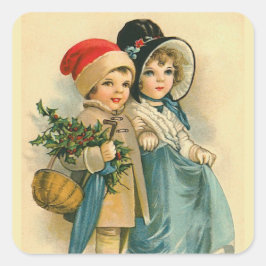 「かわいいクリスマスの子ども」 スクエアシール