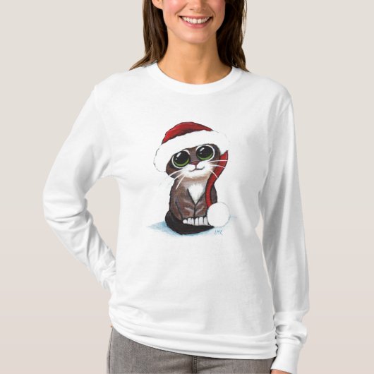 かわいいクリスマスの子ネコのTシャツ Tシャツ (正面)