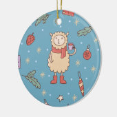 かわいいクリスマスの子ヒツジ セラミックオーナメント (左)