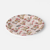 かわいいクリスマスの子犬とストッキング ペーパープレート (アングル)