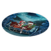 かわいいクリスマスの子犬と小妖精や小人 カッティングボード (角)