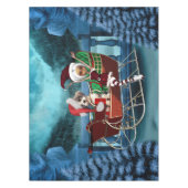 かわいいクリスマスの子犬と小妖精や小人 テーブルクロス (正面)