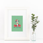 かわいいクリスマスの子犬のアートポスターまたはデコページ紙 ポスター