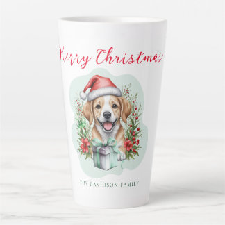 かわいいクリスマスの子犬 カフェラテマグ