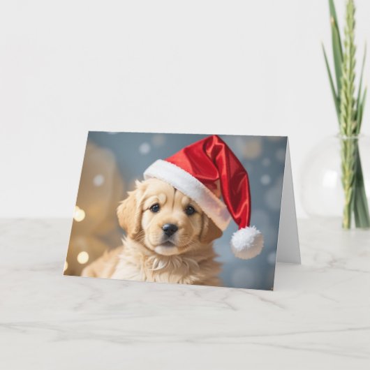 かわいいクリスマスの子犬 カード (正面)