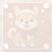 かわいいクリスマスの子犬 ガラスコースター (裏面)