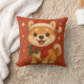 かわいいクリスマスの子犬 クッション (ブランケット)