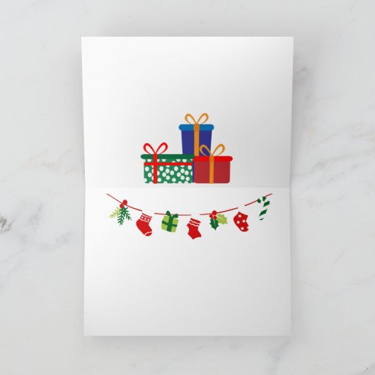 かわいいクリスマスの子犬 サンキューカード (内部)