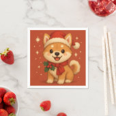 かわいいクリスマスの子犬 スタンダードカクテルナプキン (インサイチュ)