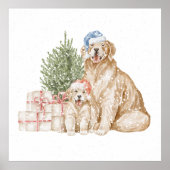 かわいいクリスマスの子犬 ポスター (正面)