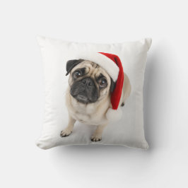 かわいいクリスマスの子犬 ポメラニアン サンタの帽子 犬の目 クッション