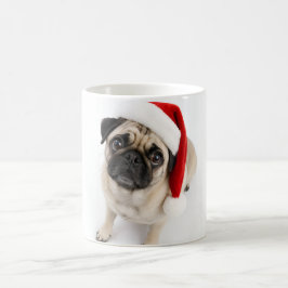 かわいいクリスマスの子犬 ポメラニアン サンタの帽子 犬の目 コーヒーマグカップ