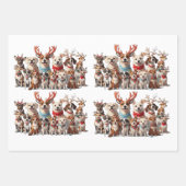 かわいいクリスマスの子犬 ラッピングペーパーシート (正面3)