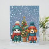 かわいいクリスマスの子犬&子猫 シーズンカード (スタンド正面)
