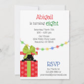 かわいいクリスマスの子猫とギフト冬の誕生日 招待状 (裏面)