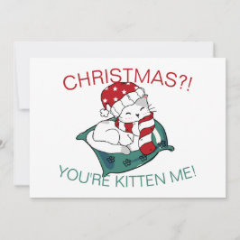 かわいいクリスマスの子猫のイラスト フォトカード