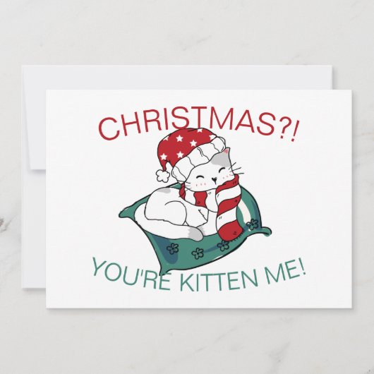 かわいいクリスマスの子猫のイラスト フォトカード (正面)