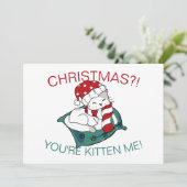 かわいいクリスマスの子猫のイラスト フォトカード (スタンド正面)