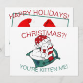 かわいいクリスマスの子猫のイラスト フォトカード (正面/裏面)