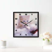 かわいいクリスマスの子猫の写真 スクエア壁時計 (ホーム)