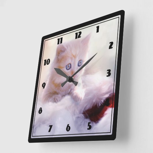 かわいいクリスマスの子猫の写真 スクエア壁時計 (傾斜)