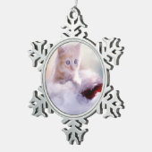 かわいいクリスマスの子猫の写真 スノーフレークピューターオーナメント (右)