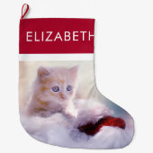 かわいいクリスマスの子猫の写真 ラージクリスマスストッキング (正面)