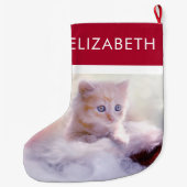 かわいいクリスマスの子猫の写真 ラージクリスマスストッキング (裏面)