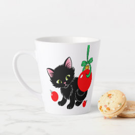 かわいいクリスマスの子猫 カフェラテマグ