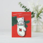 かわいいクリスマスの子猫 シーズンポストカード (スタンド正面)
