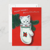 かわいいクリスマスの子猫 シーズンポストカード (正面/裏面)
