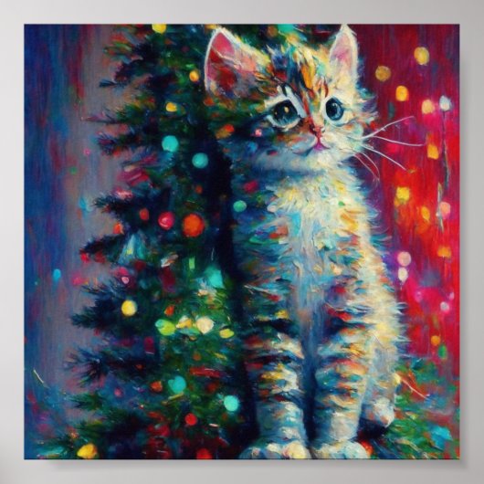 かわいいクリスマスの子猫 ポスター (正面)