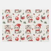 かわいいクリスマスの子猫 ラッピングペーパーシート (正面)