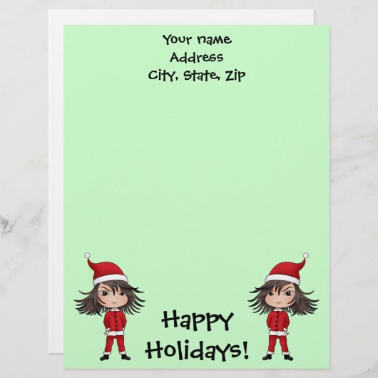 かわいいクリスマスの小エルフちび レターヘッド (正面/裏面)