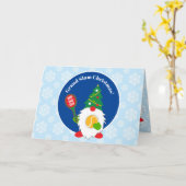 🎾かわいいクリスマスの小人とテニスボール カード (黄色い花)