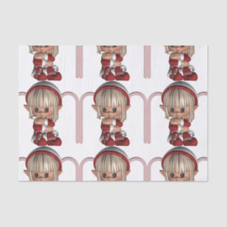かわいいクリスマスの小妖精や小人 薄葉紙