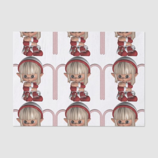 かわいいクリスマスの小妖精や小人 薄葉紙 (正面)
