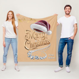 かわいいクリスマスの帽子 フリースブランケット